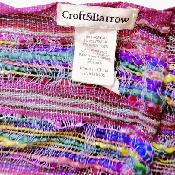 Multicolor Croft Barrow Infinity Scarf Lightweight Textured Pink Yellow Purple - Picture 6 of 6